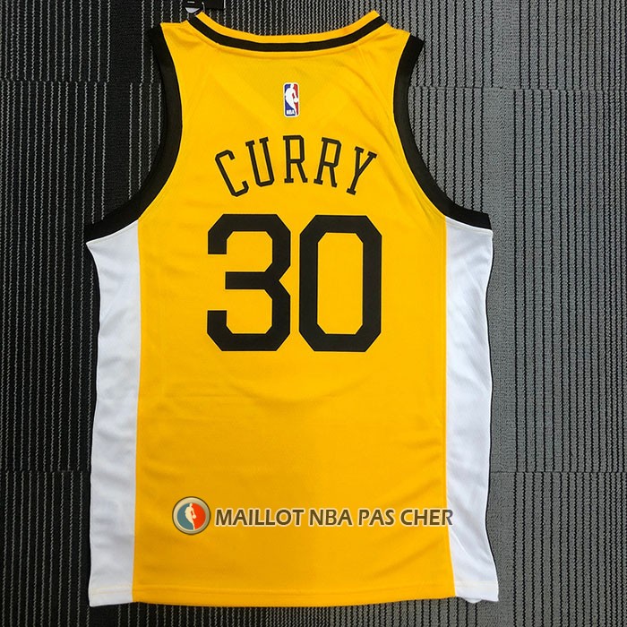 Maillot Golden State Warriors Stephen Curry NO 30 Earned Jaune